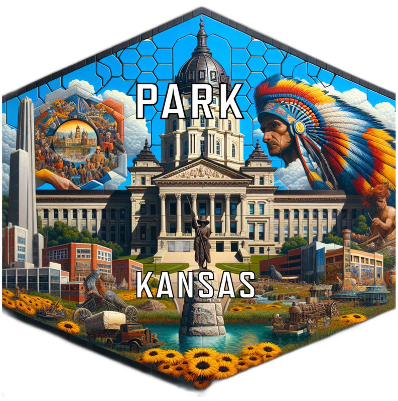 Park Kansas Souvenir Travel Destination Die Cut Hexagon Fridge Magnet 2-Inch