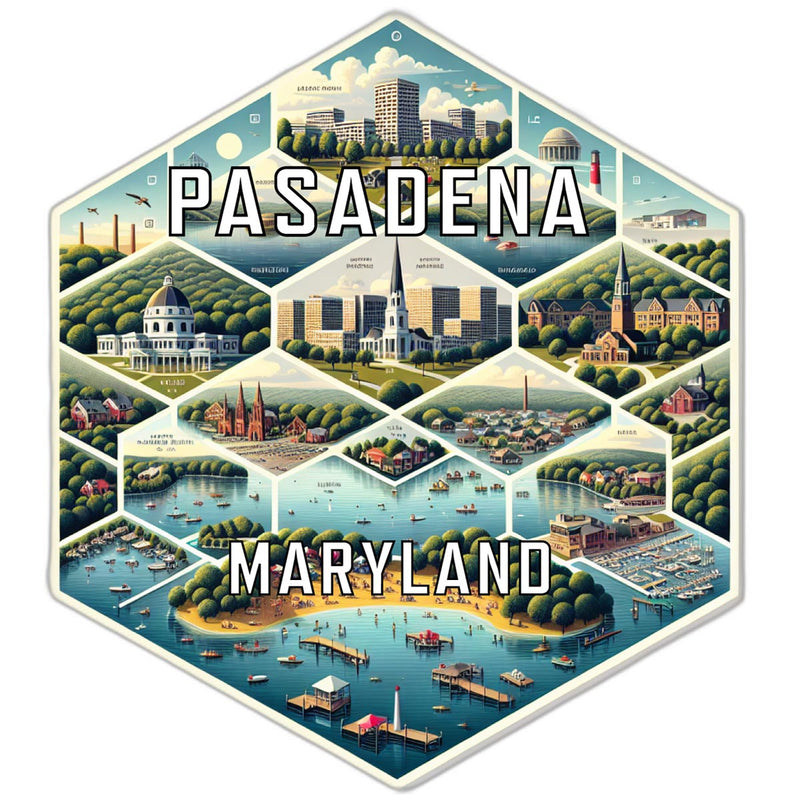 Pasadena Maryland Souvenir Travel Destination Die Cut Hexagon Fridge Magnet 2-Inch