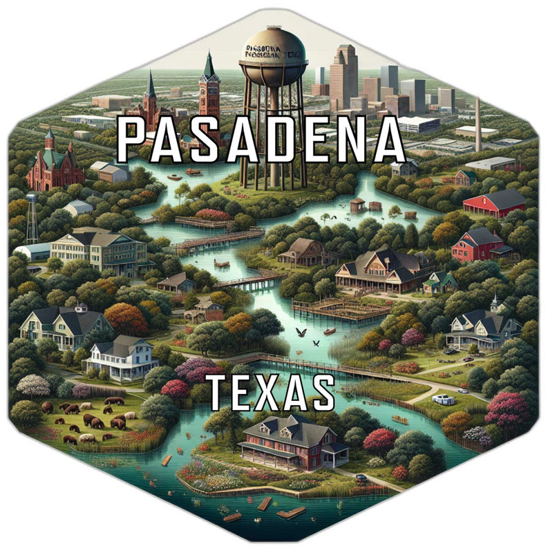 Pasadena Texas Souvenir Travel Destination Die Cut Hexagon Fridge Magnet 2-Inch