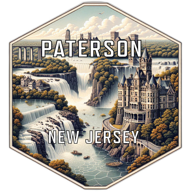 Paterson New Jersey Souvenir Travel Destination Die Cut Hexagon Fridge Magnet 2-Inch