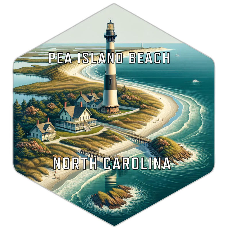 Pea Island Beach North Carolina Souvenir Travel Destination Die Cut Hexagon Fridge Magnet 6-Inch