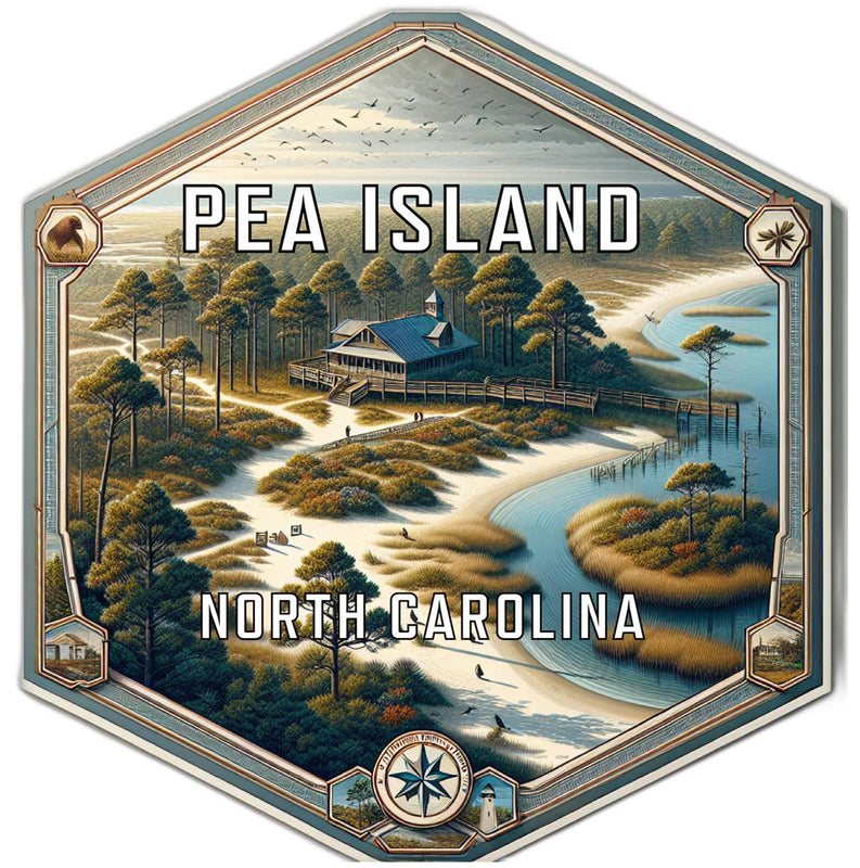 Pea Island North Carolina Souvenir Travel Destination Die Cut Hexagon Fridge Magnet 2-Inch