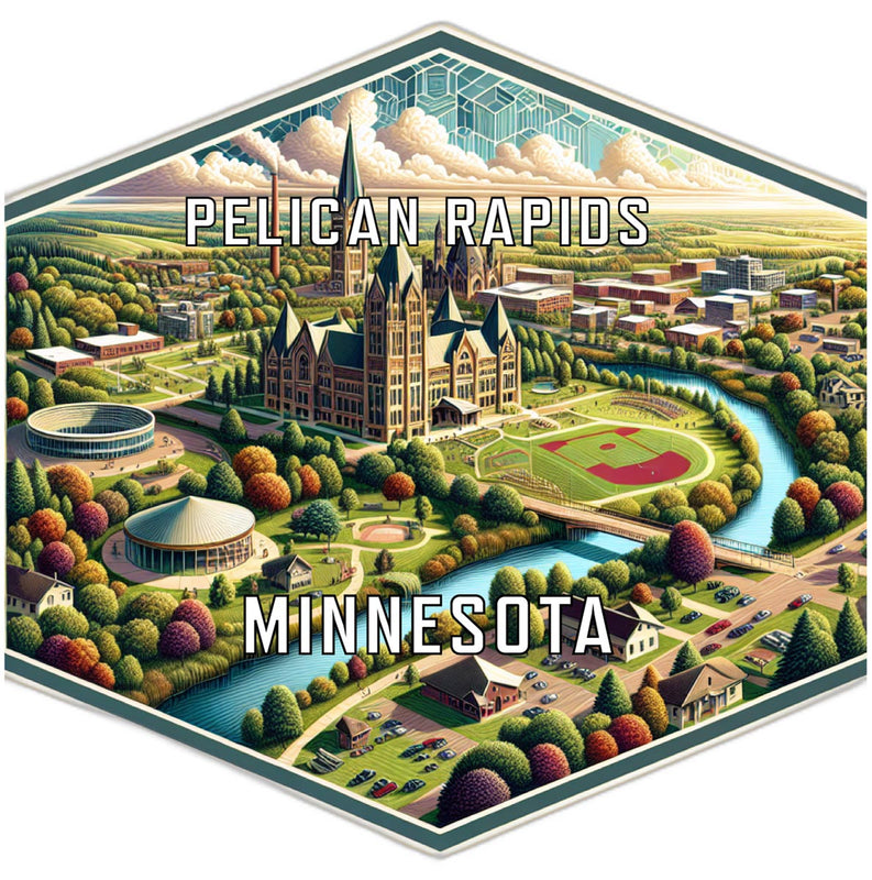 Pelican Rapids Minnesota Souvenir Travel Destination Die Cut Hexagon Fridge Magnet 2-Inch