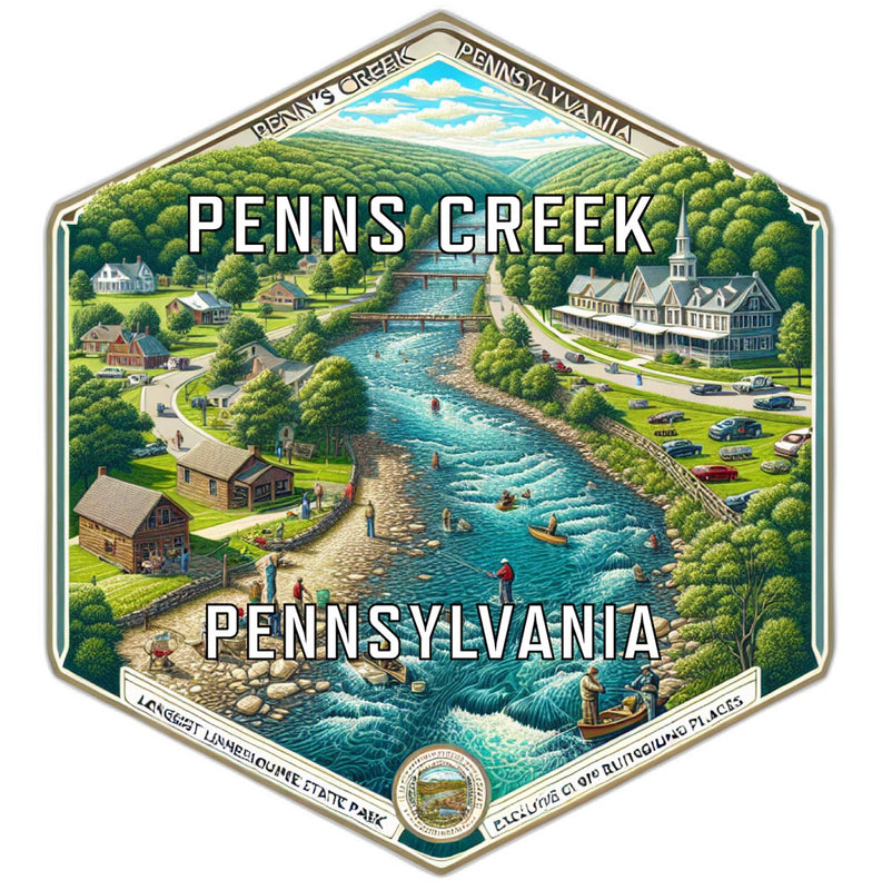 Penns Creek Pennsylvania Souvenir Travel Destination Die Cut Hexagon Fridge Magnet 2-Inch
