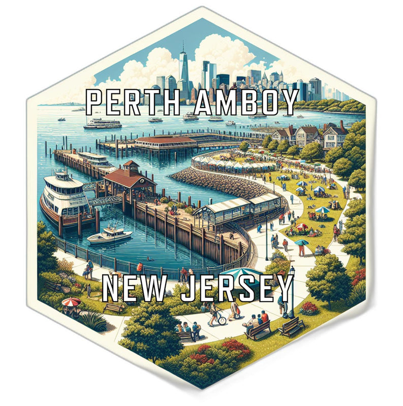 Perth Amboy New Jersey Souvenir Travel Destination Die Cut Hexagon Fridge Magnet 2-Inch