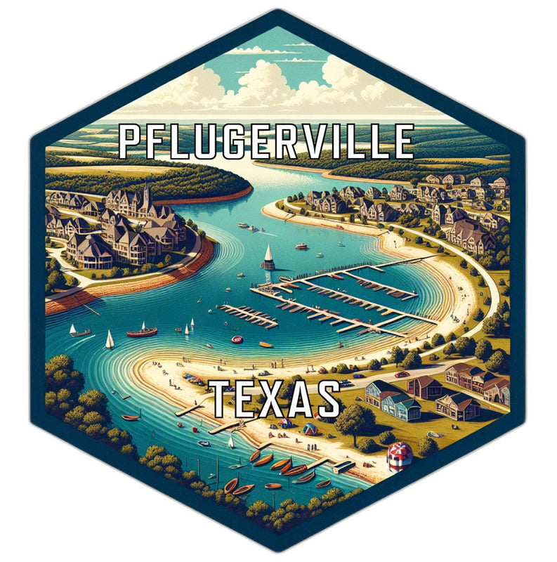 Pflugerville Texas Souvenir Travel Destination Die Cut Hexagon Fridge Magnet 2-Inch