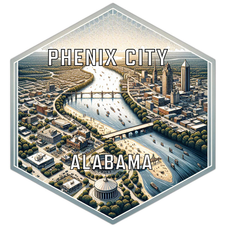 Phenix City Alabama Souvenir Travel Destination Die Cut Hexagon Fridge Magnet 2-Inch