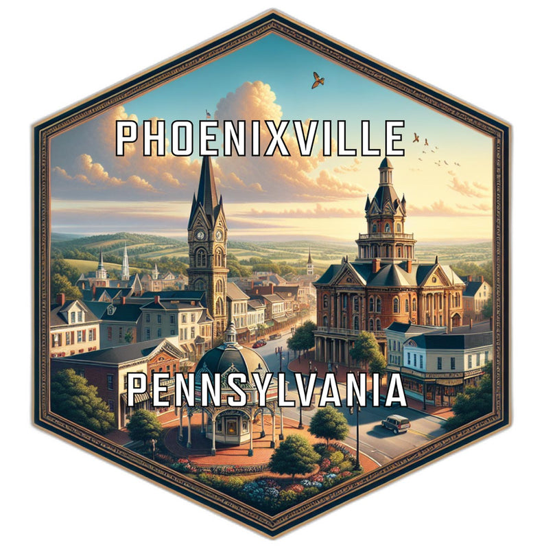Phoenixville Pennsylvania Souvenir Travel Destination Die Cut Hexagon Fridge Magnet 2-Inch