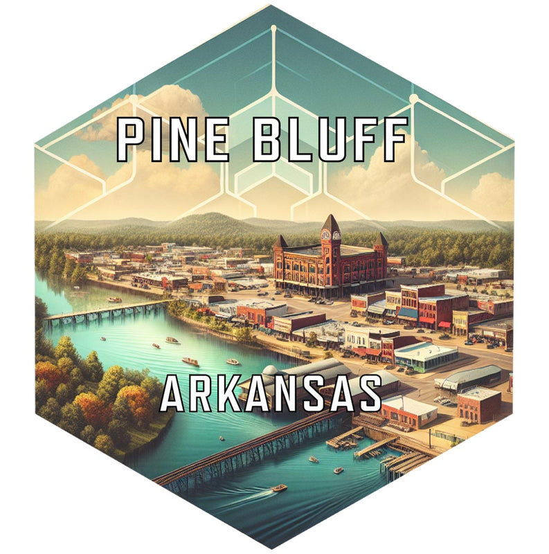 Pine Bluff Arkansas Souvenir Travel Destination Die Cut Hexagon Fridge Magnet 2-Inch