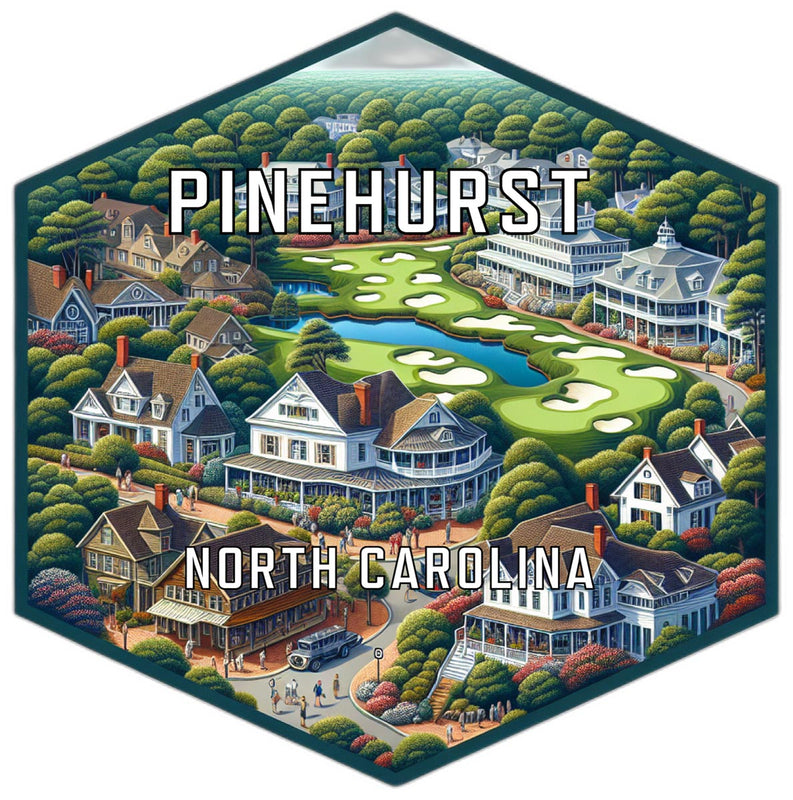 Pinehurst North Carolina Souvenir Travel Destination Die Cut Hexagon Fridge Magnet 2-Inch