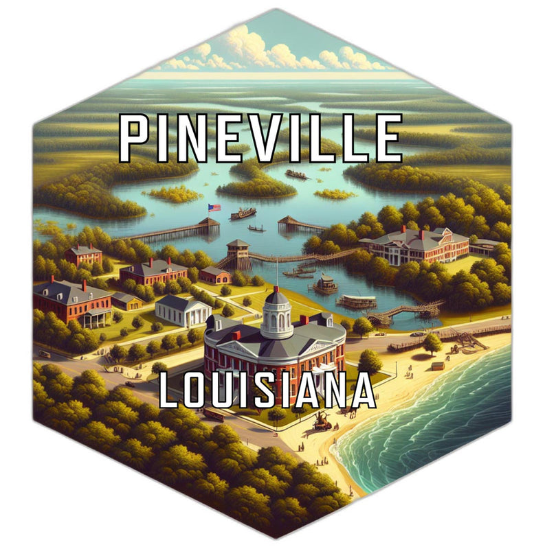 Pineville Louisiana Souvenir Travel Destination Die Cut Hexagon Fridge Magnet 6-Inch