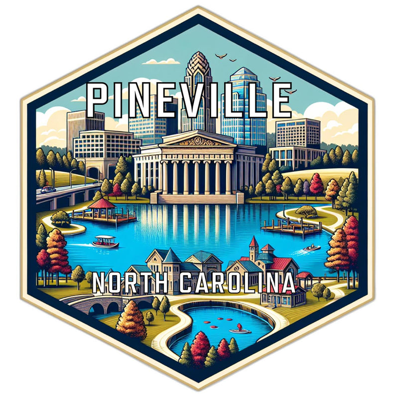 Pineville North Carolina Souvenir Travel Destination Die Cut Hexagon Fridge Magnet 2-Inch