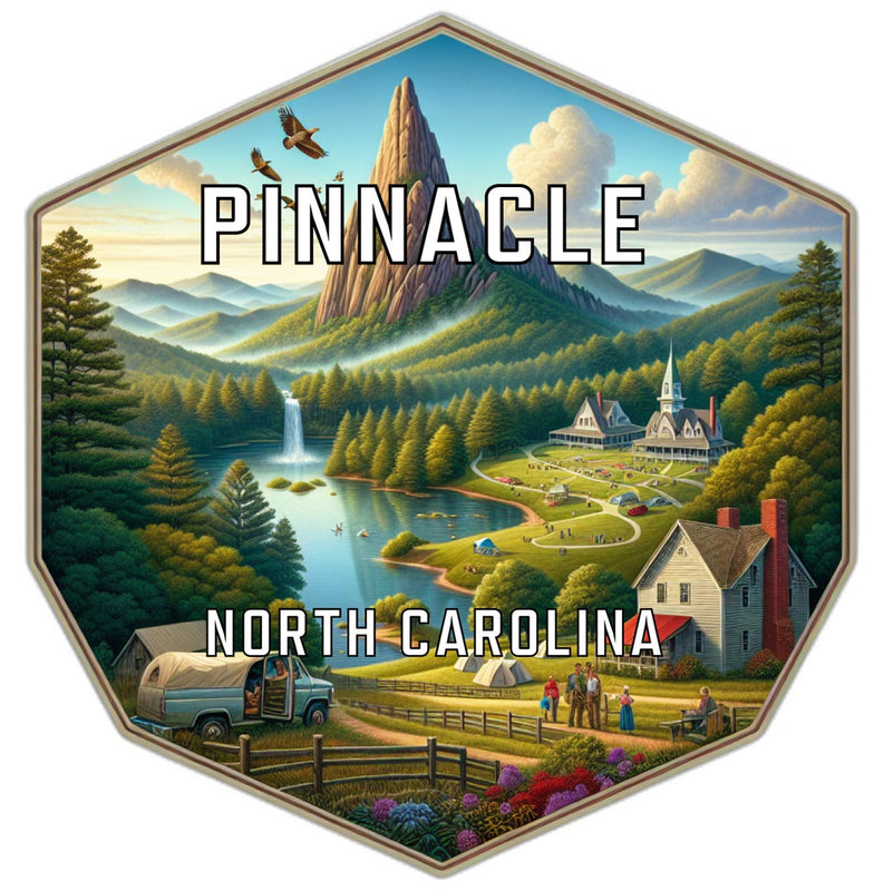 Pinnacle North Carolina Souvenir Travel Destination Die Cut Hexagon Fridge Magnet 2-Inch