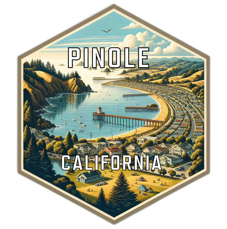 Pinole California Souvenir Travel Destination Die Cut Hexagon Fridge Magnet 6-Inch