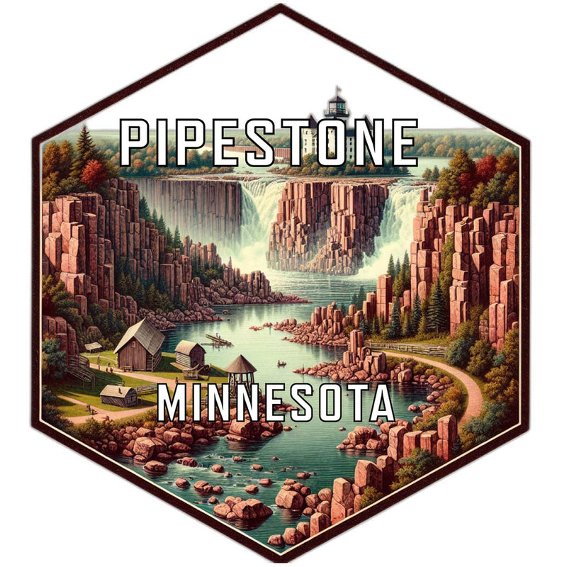 Pipestone Minnesota Souvenir Travel Destination Die Cut Hexagon Fridge Magnet 6-Inch