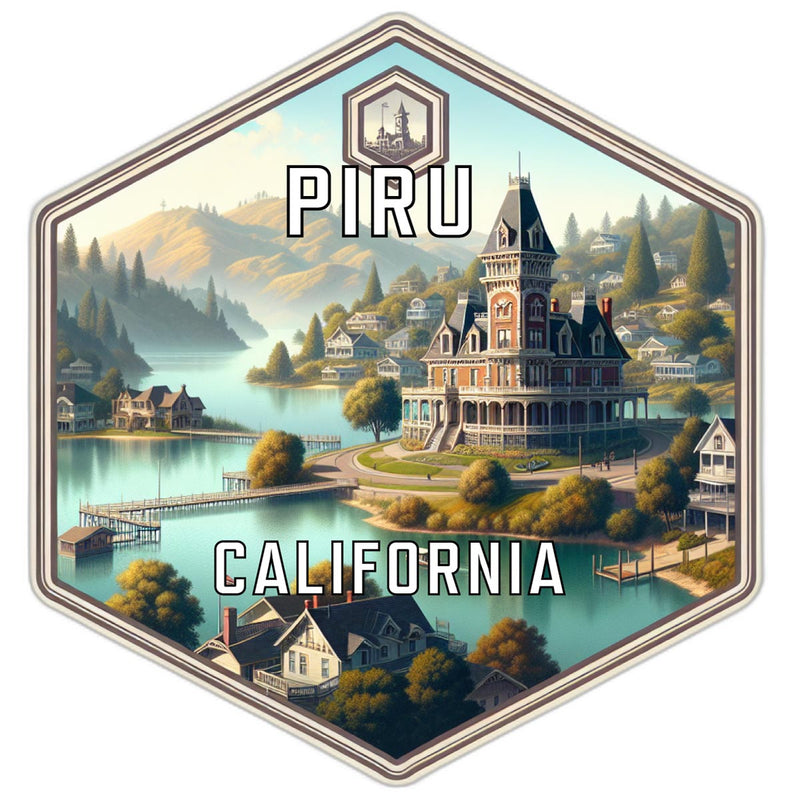 Piru California Souvenir Travel Destination Die Cut Hexagon Fridge Magnet 2-Inch