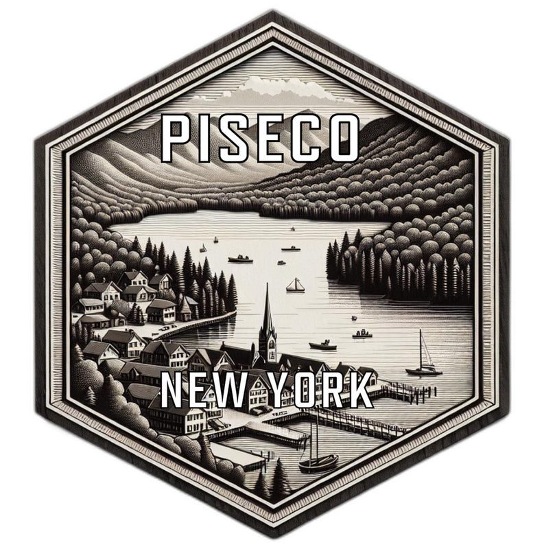 Piseco New York Souvenir Travel Destination Die Cut Hexagon Fridge Magnet 2-Inch