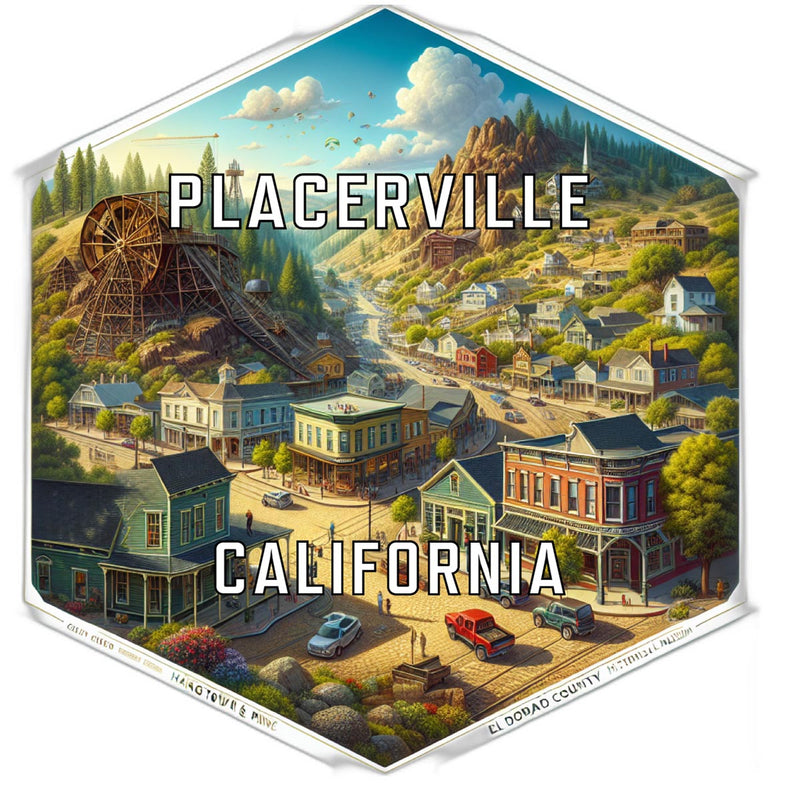 Placerville California Souvenir Travel Destination Die Cut Hexagon Fridge Magnet 2-Inch