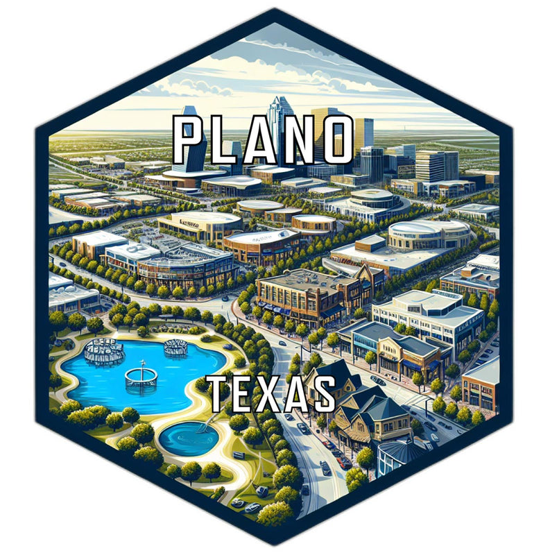 Plano Texas Souvenir Travel Destination Die Cut Hexagon Fridge Magnet 2-Inch