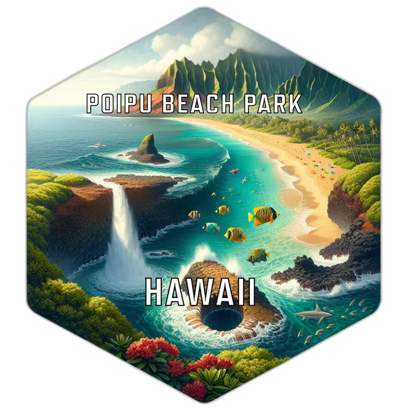 Poipu Beach Park Hawaii Travel Destination Souvenir Vinyl Decal Sticker 2-Inch