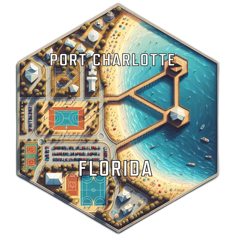Port Charlotte Florida Souvenir Travel Destination Die Cut Hexagon Fridge Magnet 2-Inch