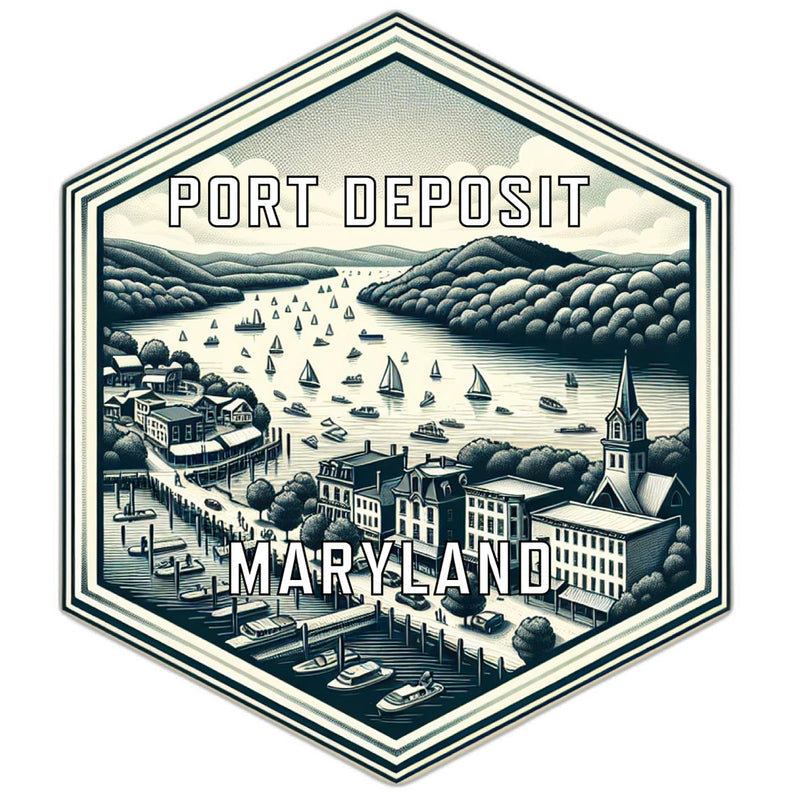 Port Deposit Maryland Souvenir Travel Destination Die Cut Hexagon Fridge Magnet 2-Inch