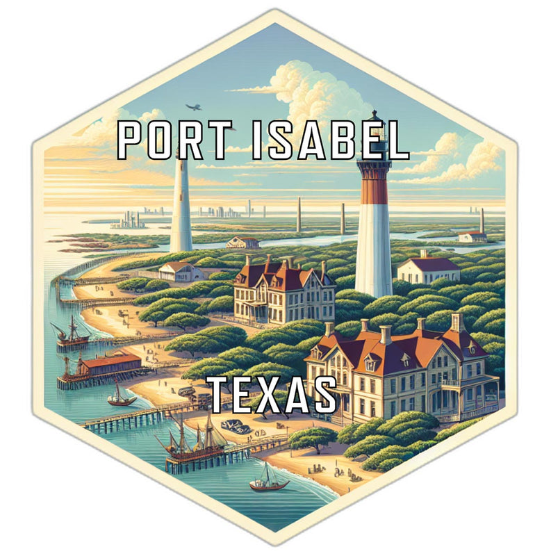 Port Isabel Texas Souvenir Travel Destination Die Cut Hexagon Fridge Magnet 2-Inch