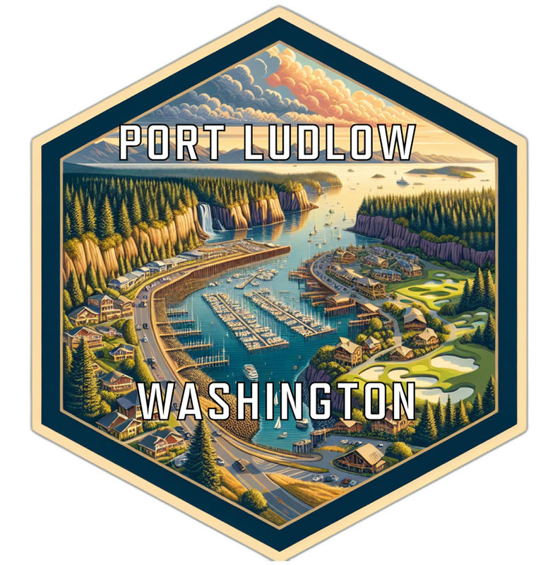 Port Ludlow Washington Souvenir Travel Destination Die Cut Hexagon Fridge Magnet 6-Inch