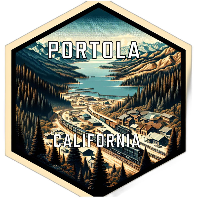 Portola California Souvenir Travel Destination Die Cut Hexagon Fridge Magnet 6-Inch
