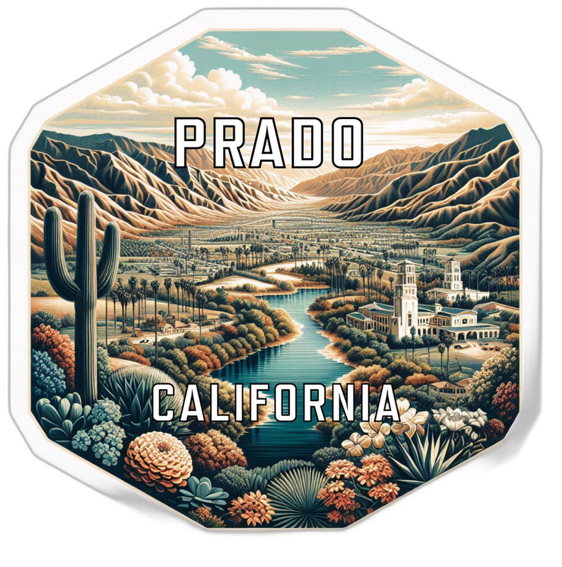 Prado California Souvenir Travel Destination Die Cut Hexagon Fridge Magnet 2-Inch