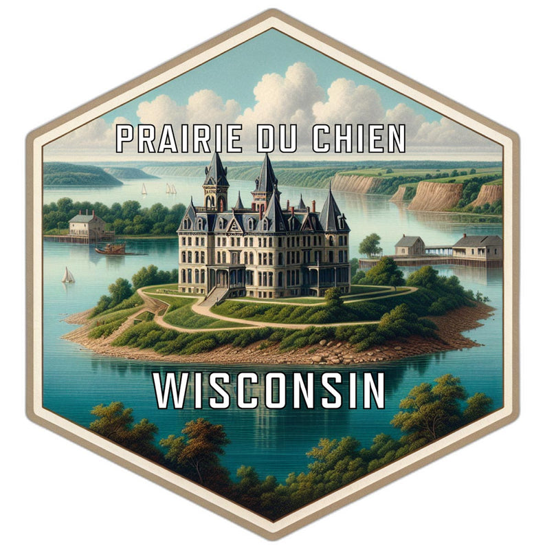 Prairie Du Chien Wisconsin Souvenir Travel Destination Die Cut Hexagon Fridge Magnet 2-Inch