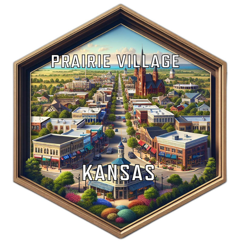 Prairie Village Kansas Souvenir Travel Destination Die Cut Hexagon Fridge Magnet 6-Inch