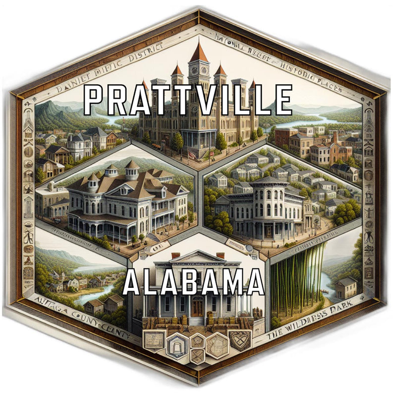 Prattville Alabama Souvenir Travel Destination Die Cut Hexagon Fridge Magnet 2-Inch