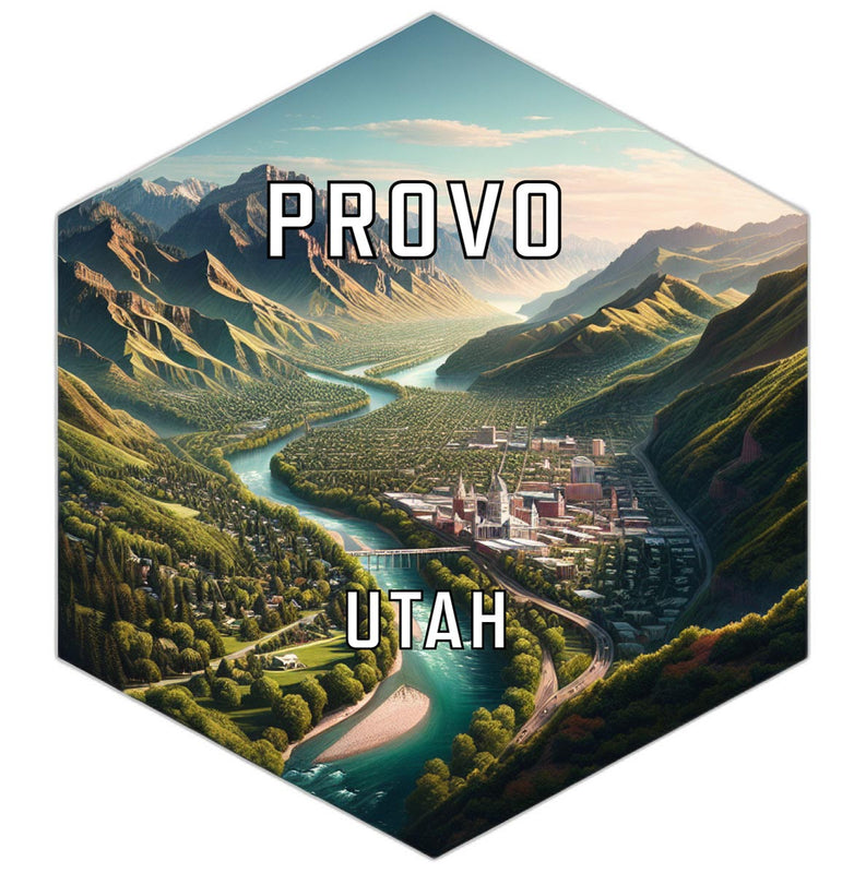 Provo Utah Souvenir Travel Destination Die Cut Hexagon Fridge Magnet 2-Inch