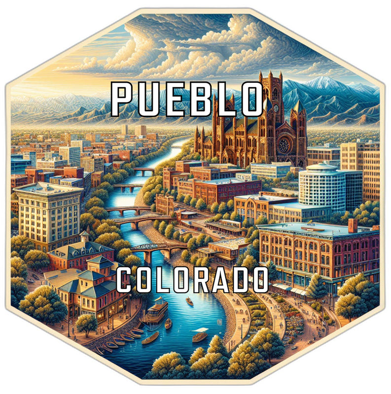 Pueblo Colorado Souvenir Travel Destination Die Cut Hexagon Fridge Magnet 2-Inch