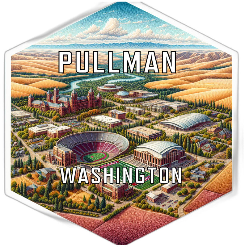 Pullman Washington Souvenir Travel Destination Die Cut Hexagon Fridge Magnet 2-Inch