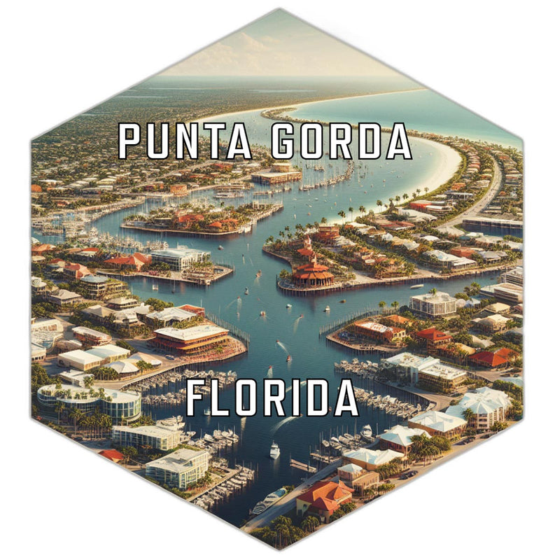 Punta Gorda Florida Souvenir Travel Destination Die Cut Hexagon Fridge Magnet 6-Inch