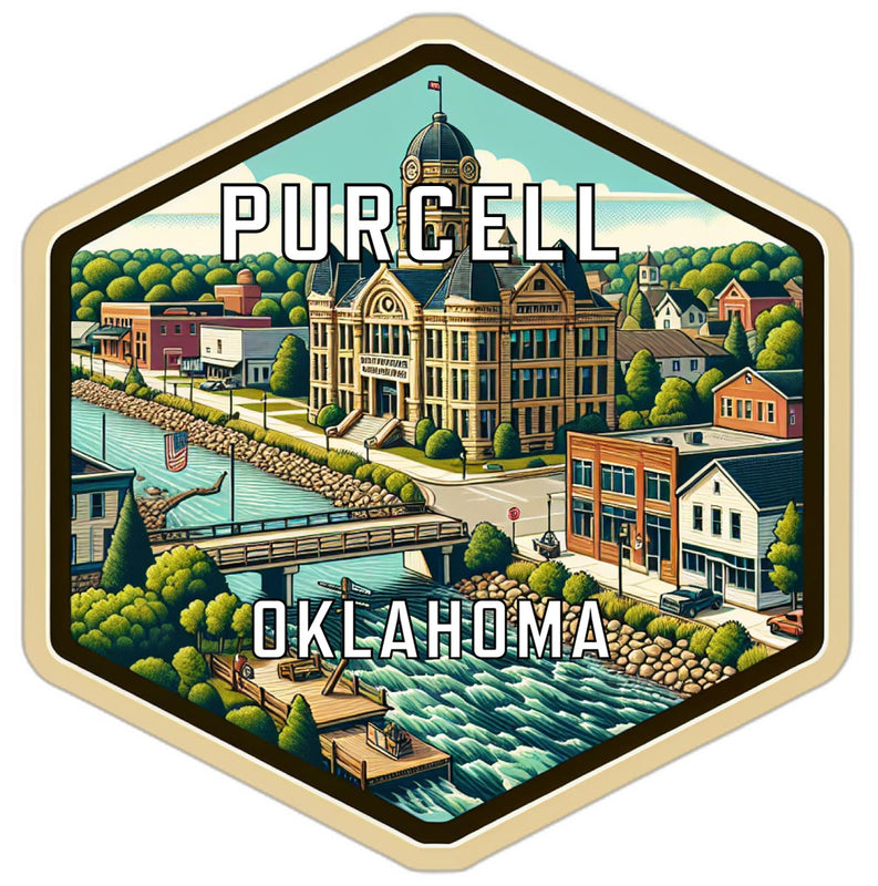 Purcell Oklahoma Souvenir Travel Destination Die Cut Hexagon Fridge Magnet 6-Inch