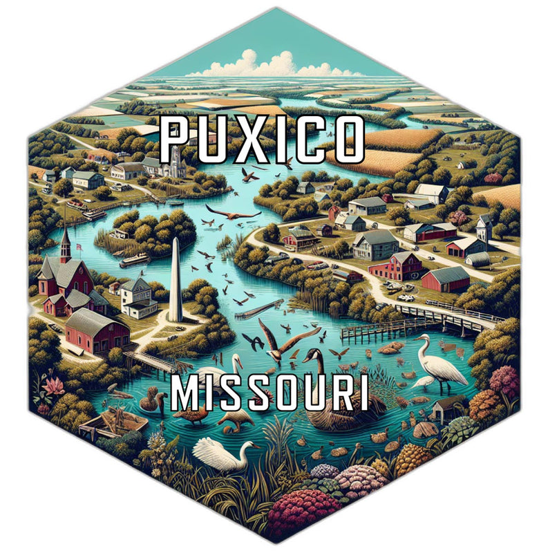 Puxico Missouri Souvenir Travel Destination Die Cut Hexagon Fridge Magnet 2-Inch