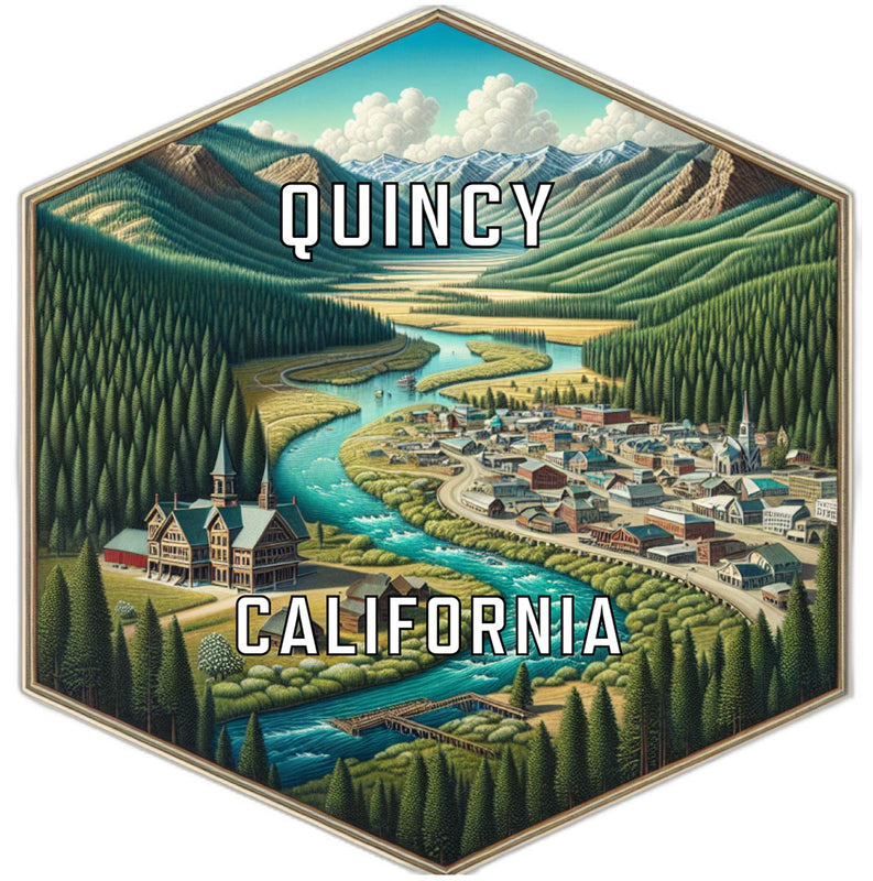 Quincy California Souvenir Travel Destination Die Cut Hexagon Fridge Magnet 2-Inch