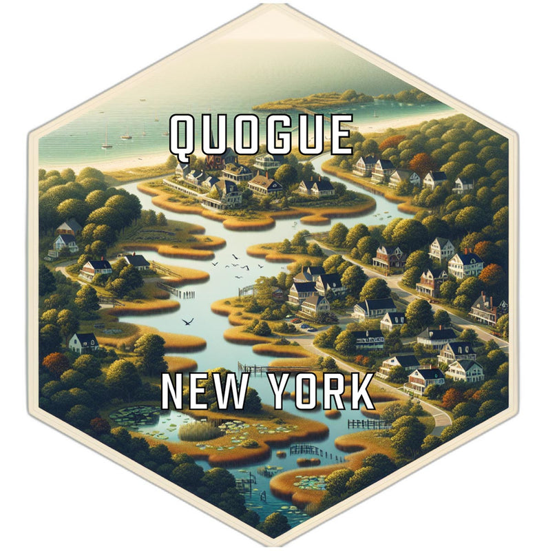 Quogue New York Souvenir Travel Destination Die Cut Hexagon Fridge Magnet 2-Inch