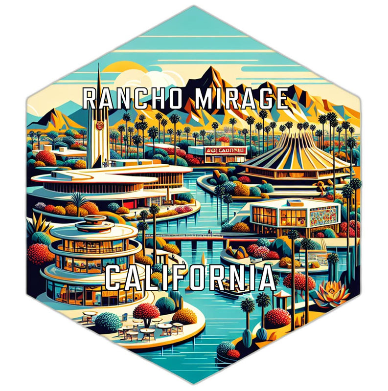 Rancho Mirage California Souvenir Travel Destination Die Cut Hexagon Fridge Magnet 2-Inch