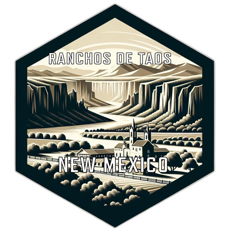Ranchos De Taos New Mexico Souvenir Travel Destination Die Cut Hexagon Fridge Magnet 2-Inch