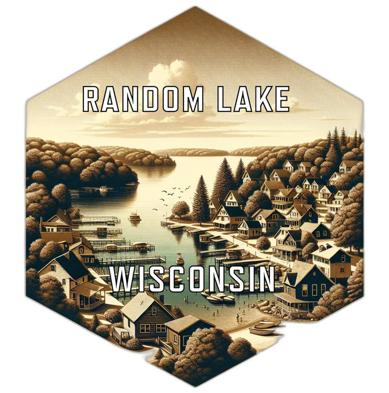 Random Lake Wisconsin Souvenir Travel Destination Die Cut Hexagon Fridge Magnet 6-Inch