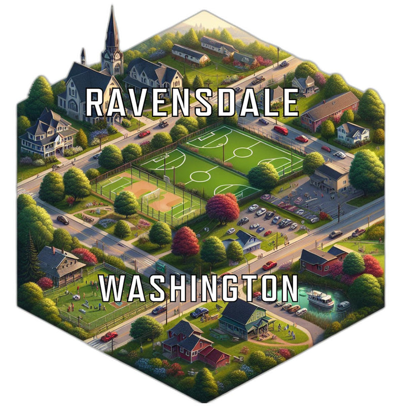 Ravensdale Washington Souvenir Travel Destination Die Cut Hexagon Fridge Magnet 6-Inch