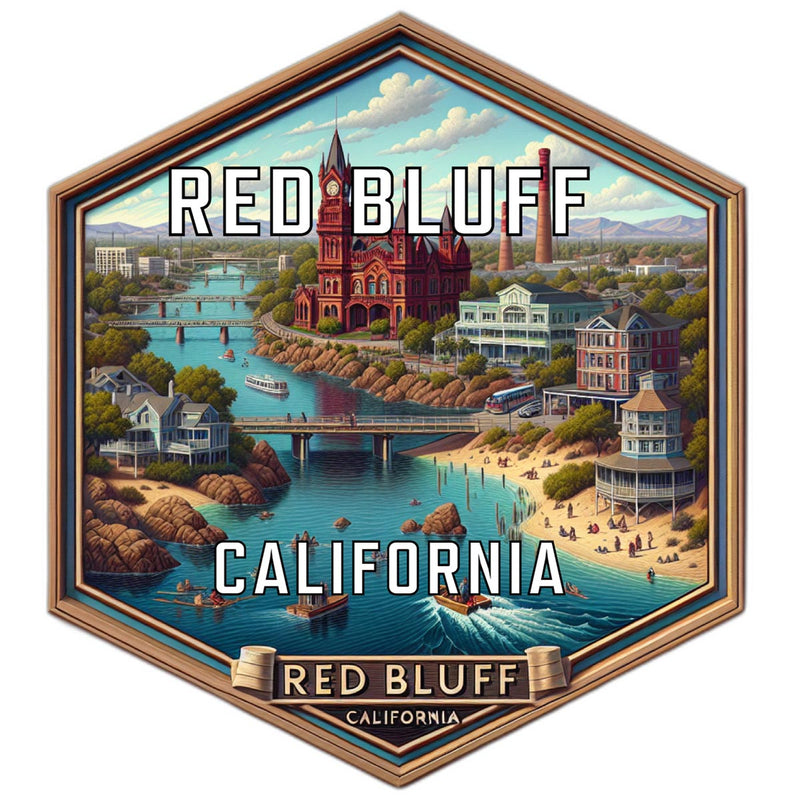 Red Bluff California Souvenir Travel Destination Die Cut Hexagon Fridge Magnet 6-Inch