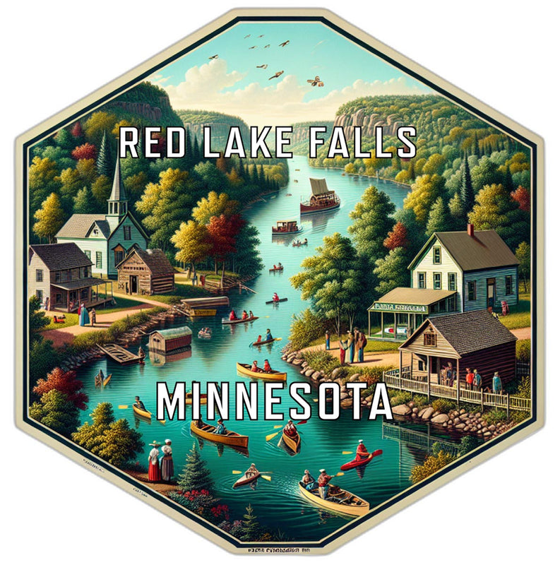 Red Lake Falls Minnesota Souvenir Travel Destination Die Cut Hexagon Fridge Magnet 2-Inch