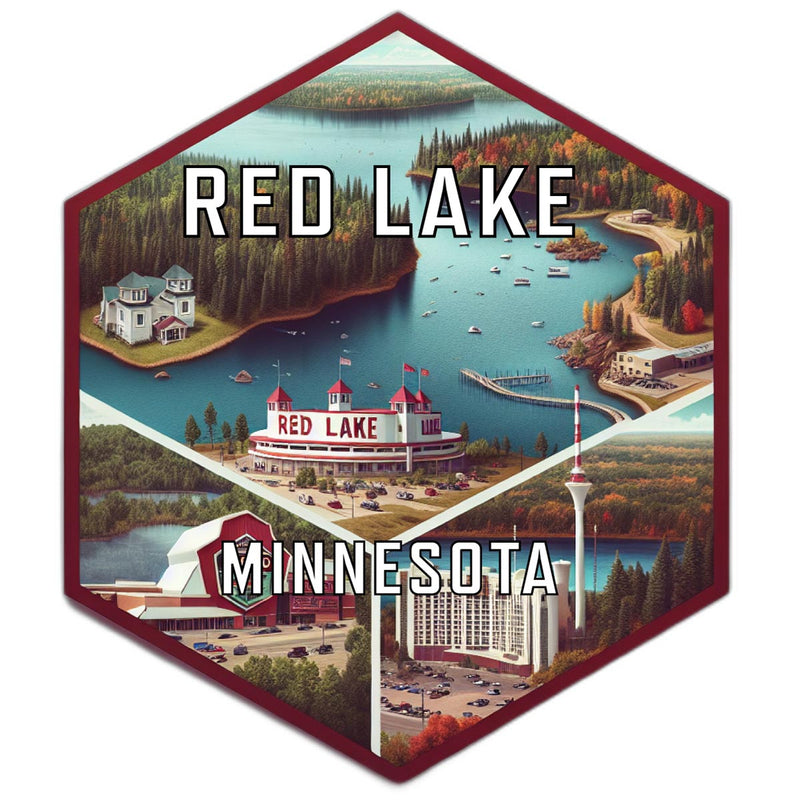 Red Lake Minnesota Souvenir Travel Destination Die Cut Hexagon Fridge Magnet 6-Inch
