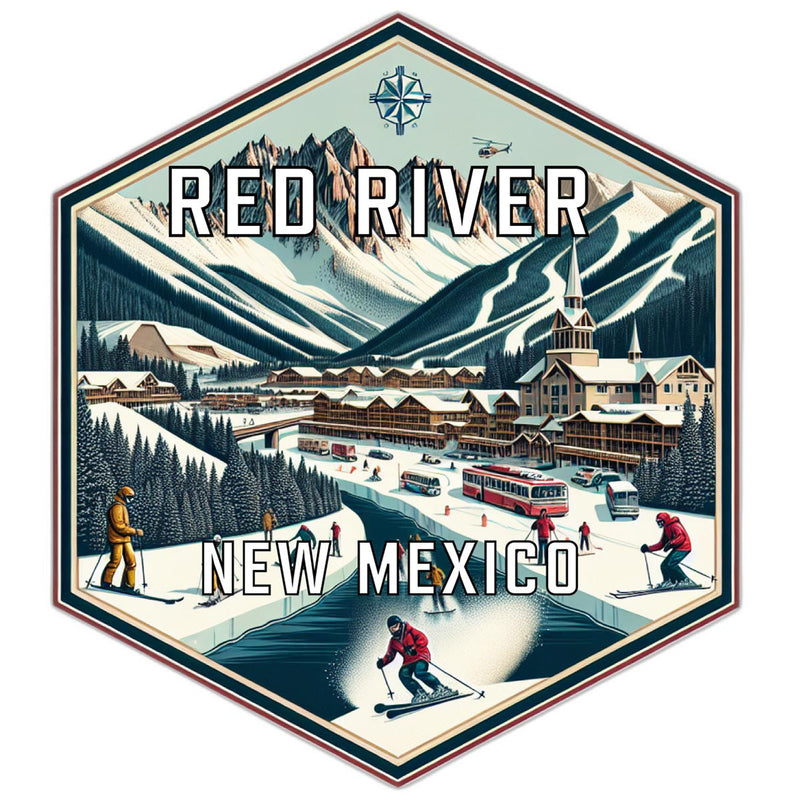 Red River New Mexico Souvenir Travel Destination Die Cut Hexagon Fridge Magnet 2-Inch