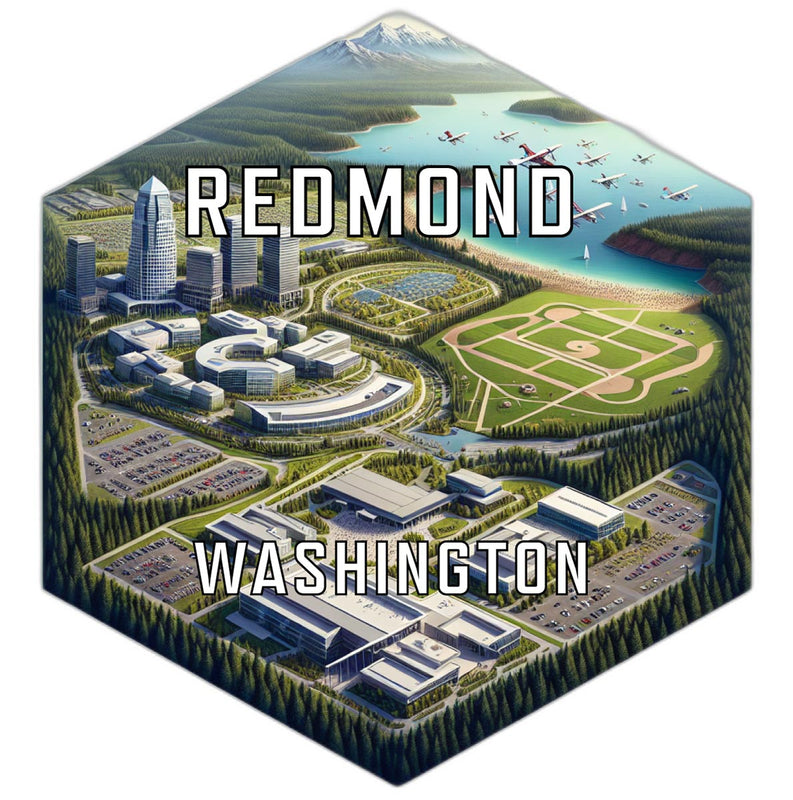 Redmond Washington Souvenir Travel Destination Die Cut Hexagon Fridge Magnet 2-Inch